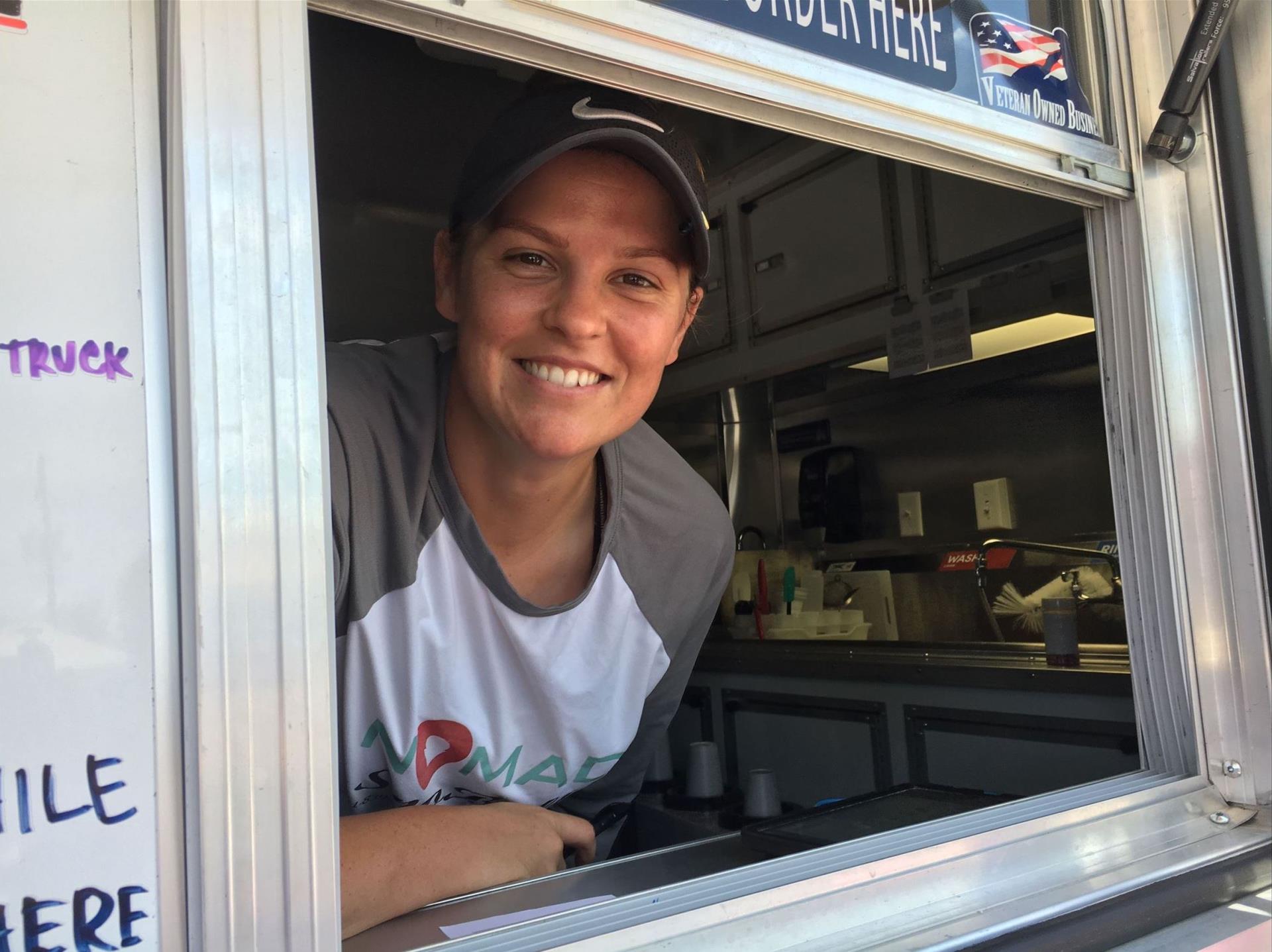 Smiling Food Truck Worker