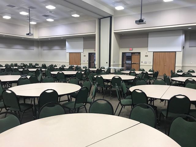 Conference room with round tables