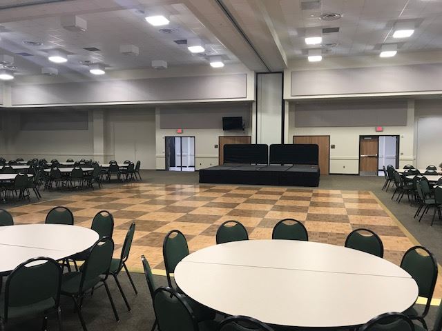 Conference room with round tables